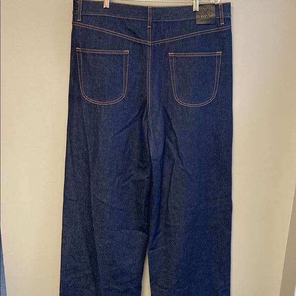 NWT & SOLD OUT Off-White '90s Logo Baggy Denim Jeans in Raw Blue Gold 36W x 36L - Picture 8 of 12